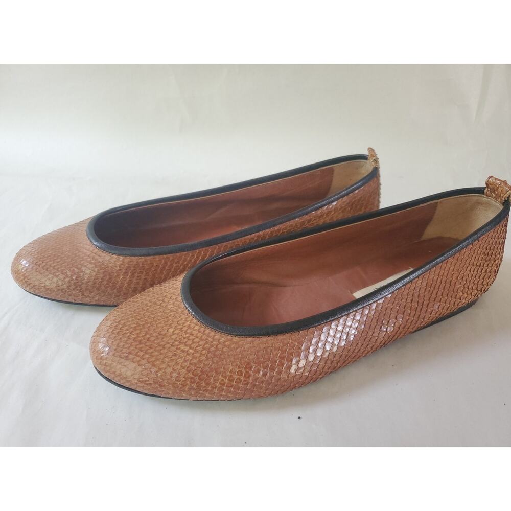 Lario 1898 Ballet Flats Snake skin Leather Italy size EU 36.5 US 5.5